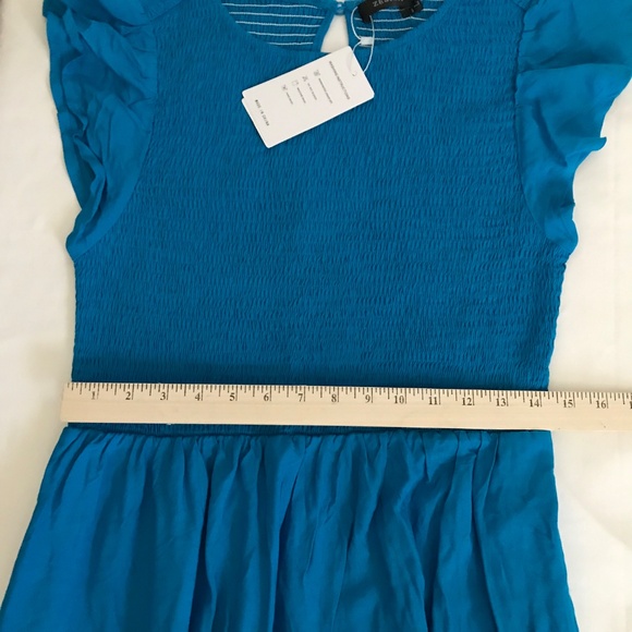 ZESICA Flutter Short Sleeve Smocked Midi Tiered A Line Dress Women’s Size Large - Picture 13 of 16